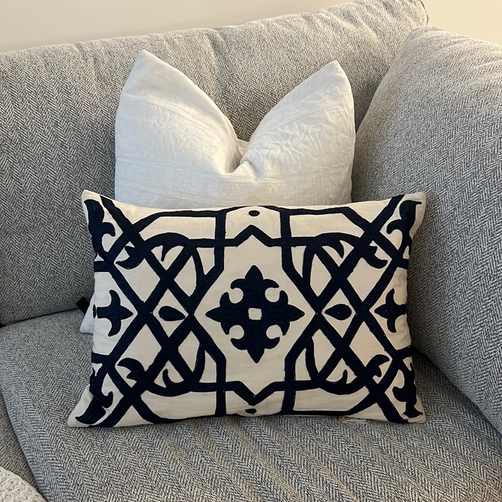 Navy & Cream Accent Pillow